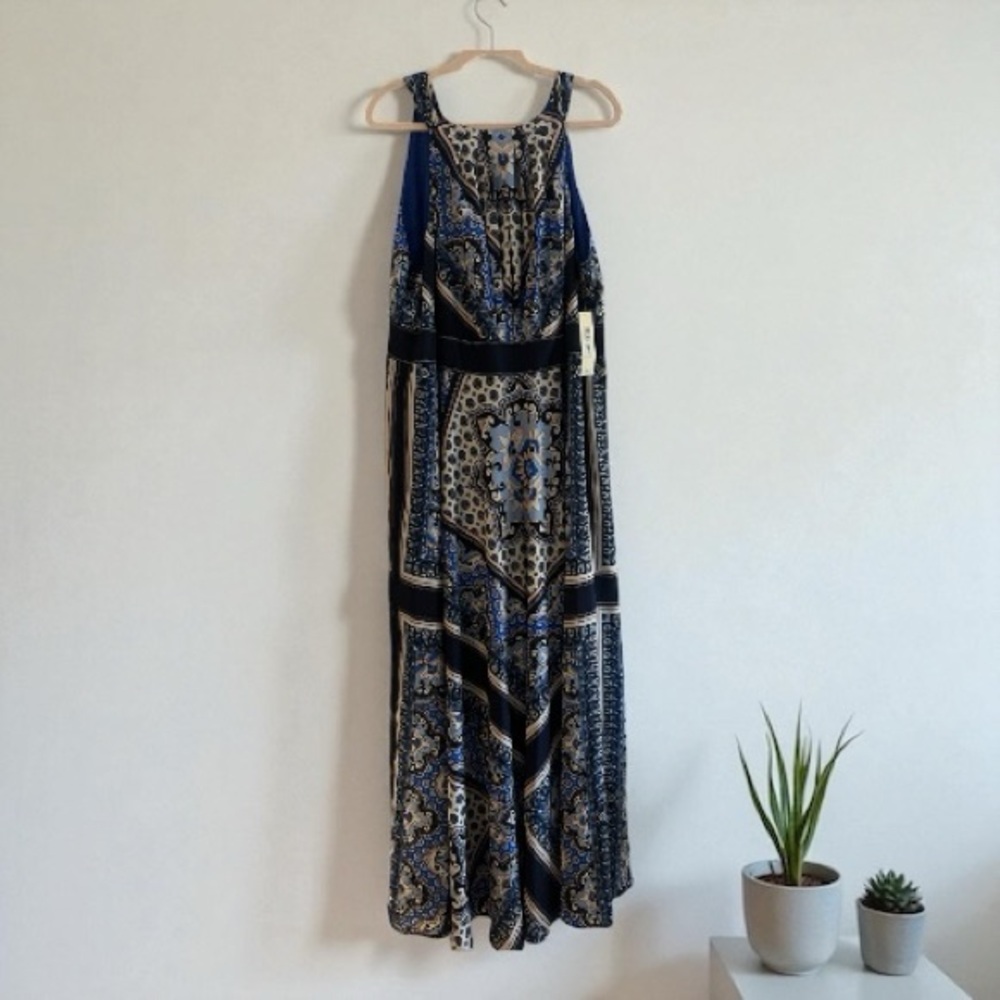 Eliza J Blue Black Printed Maxi Dress